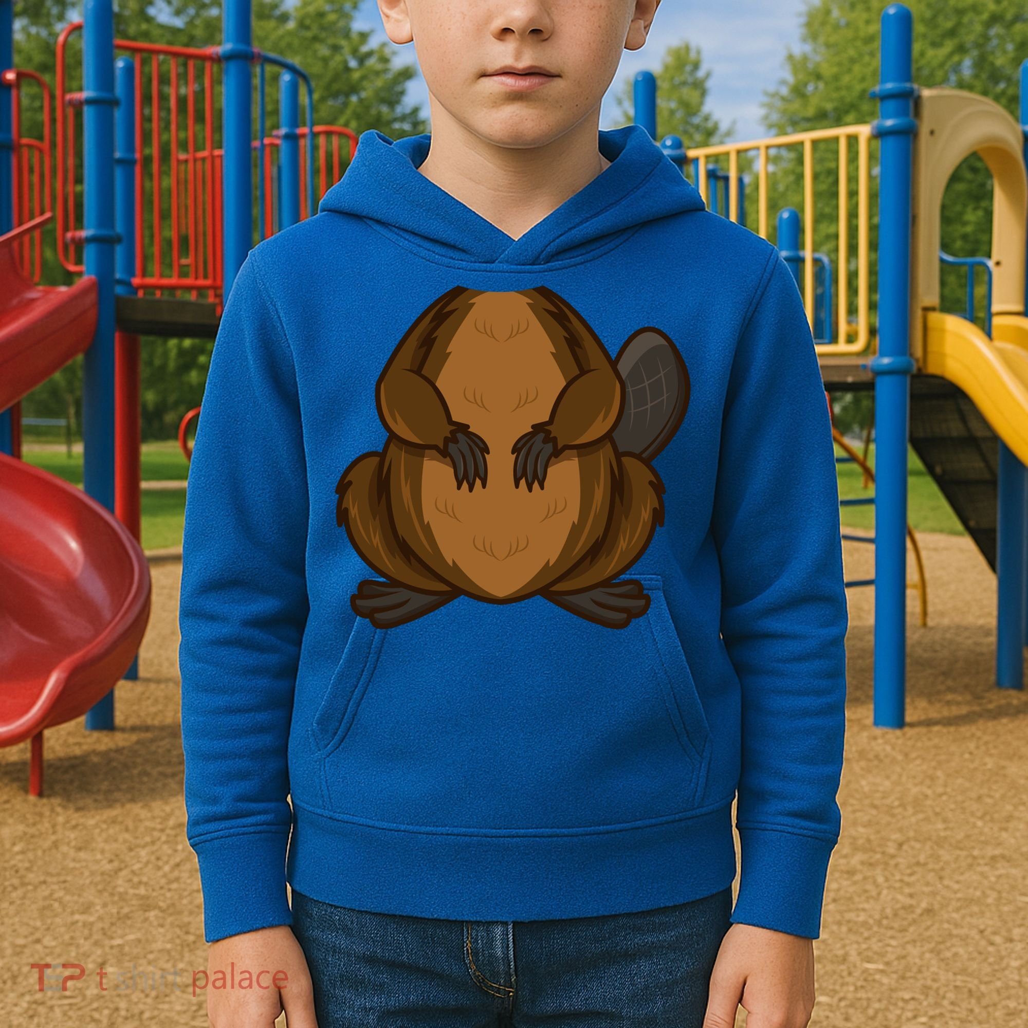 Funny Beaver Body Headless Halloween Easy Costume Outfit Cool Gift Kids Hoodie