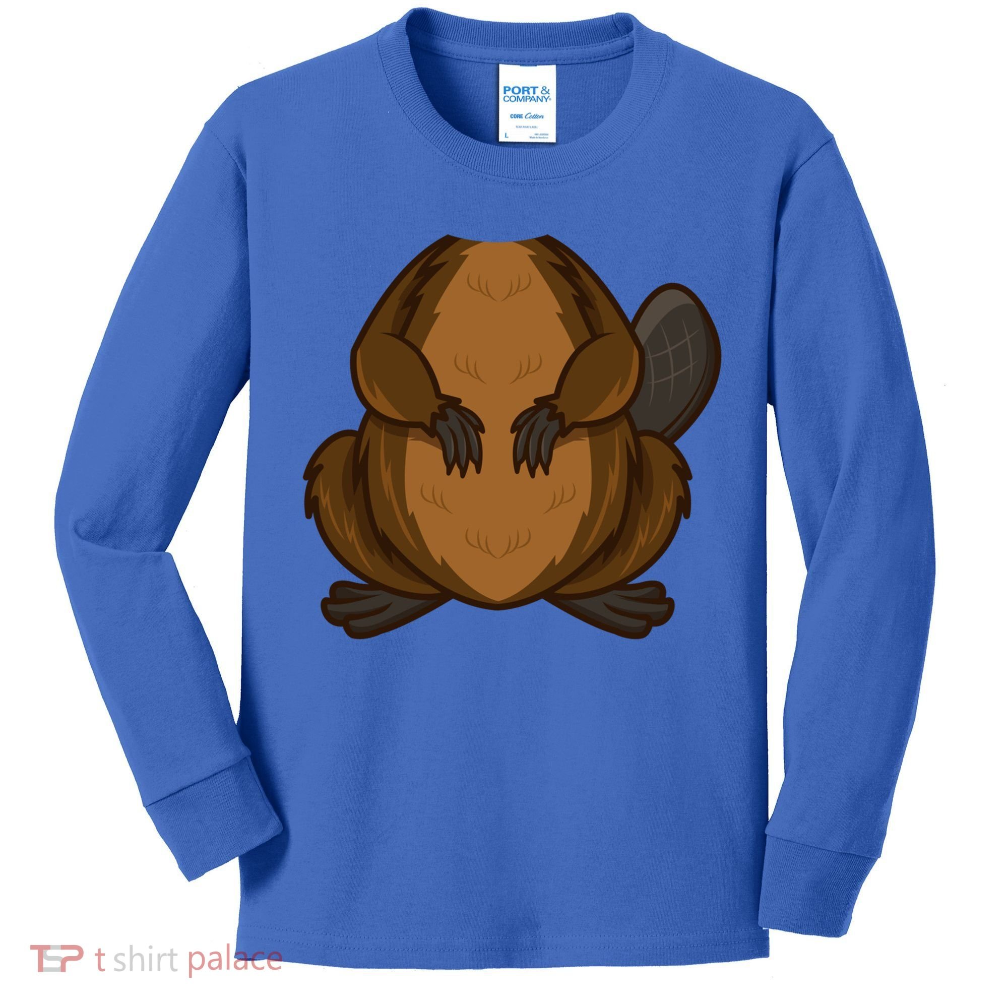 Funny Beaver Body Headless Halloween Easy Costume Outfit Cool Gift Kids Long Sleeve Shirt