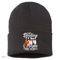 Funny Bowling Bowler Tenpin Bowling Sustainable Knit Beanie thumb 0