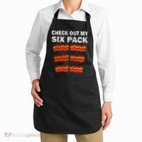 Funny Bacon BBQ Dad Grill CHECK OUT MY SIX PACK Apron thumb 2