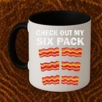Funny Bacon BBQ Dad Grill CHECK OUT MY SIX PACK Coffee Mug thumb 2