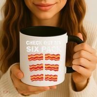 Funny Bacon BBQ Dad Grill CHECK OUT MY SIX PACK Coffee Mug thumb 3