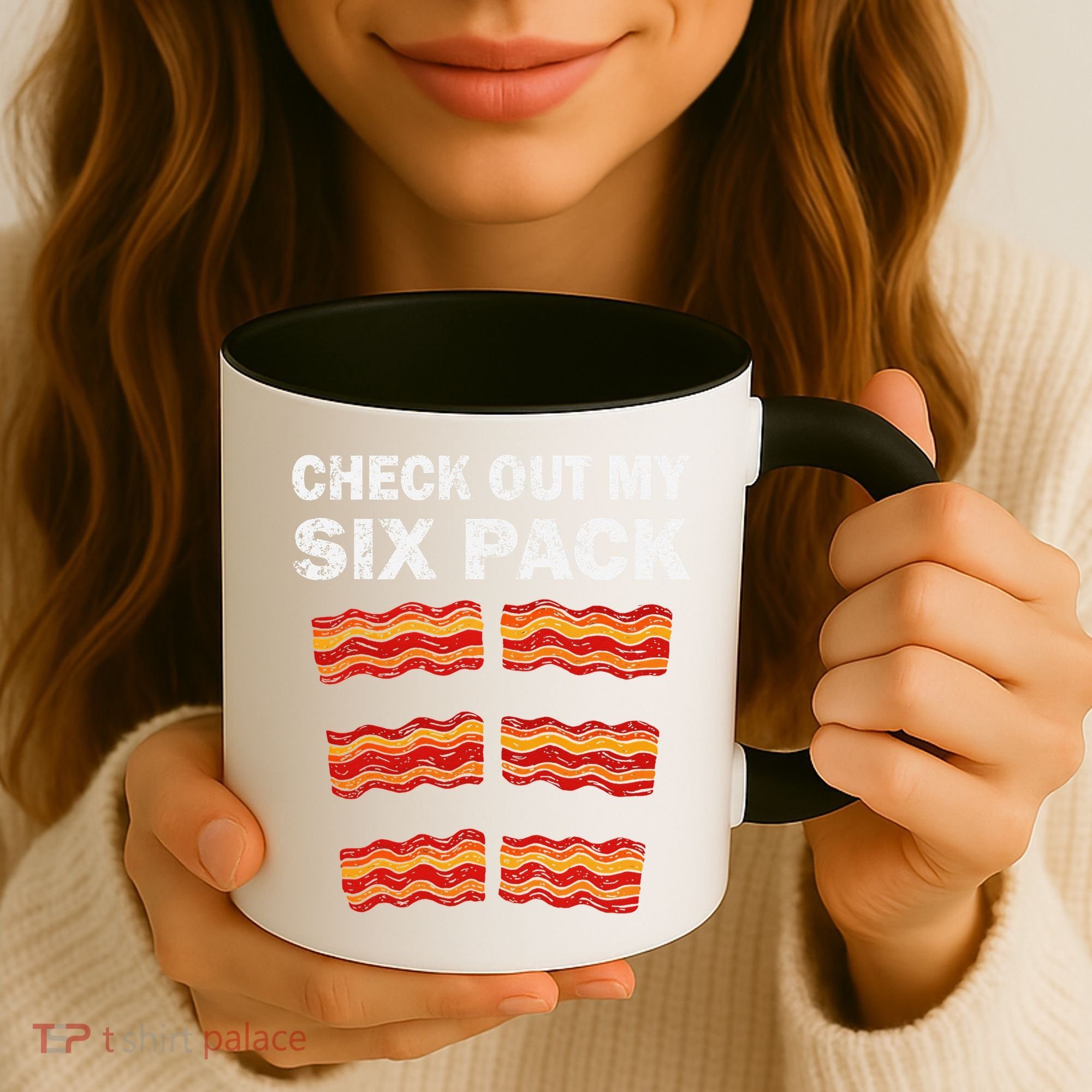 Funny Bacon BBQ Dad Grill CHECK OUT MY SIX PACK Coffee Mug