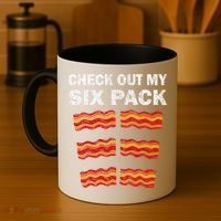 Funny Bacon BBQ Dad Grill CHECK OUT MY SIX PACK Coffee Mug thumb 4