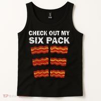 Funny Bacon BBQ Dad Grill CHECK OUT MY SIX PACK Tank Top thumb 2