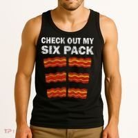 Funny Bacon BBQ Dad Grill CHECK OUT MY SIX PACK Tank Top thumb 3