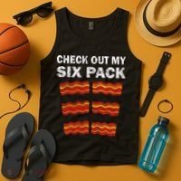 Funny Bacon BBQ Dad Grill CHECK OUT MY SIX PACK Tank Top thumb 4