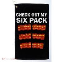 Funny Bacon BBQ Dad Grill CHECK OUT MY SIX PACK Golf Towel thumb 0