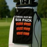 Funny Bacon BBQ Dad Grill CHECK OUT MY SIX PACK Golf Towel thumb 2