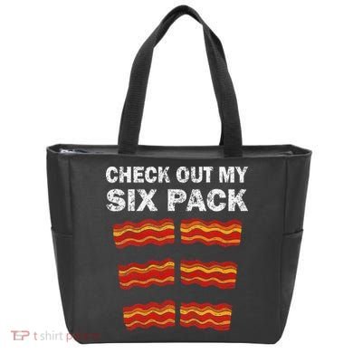 Funny Bacon BBQ Dad Grill CHECK OUT MY SIX PACK Tote Bag
