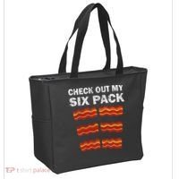 Funny Bacon BBQ Dad Grill CHECK OUT MY SIX PACK Tote Bag thumb 2