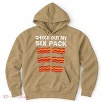Funny Bacon BBQ Dad Grill CHECK OUT MY SIX PACK Hoodie thumb 0