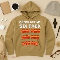 Funny Bacon BBQ Dad Grill CHECK OUT MY SIX PACK Hoodie thumb 3