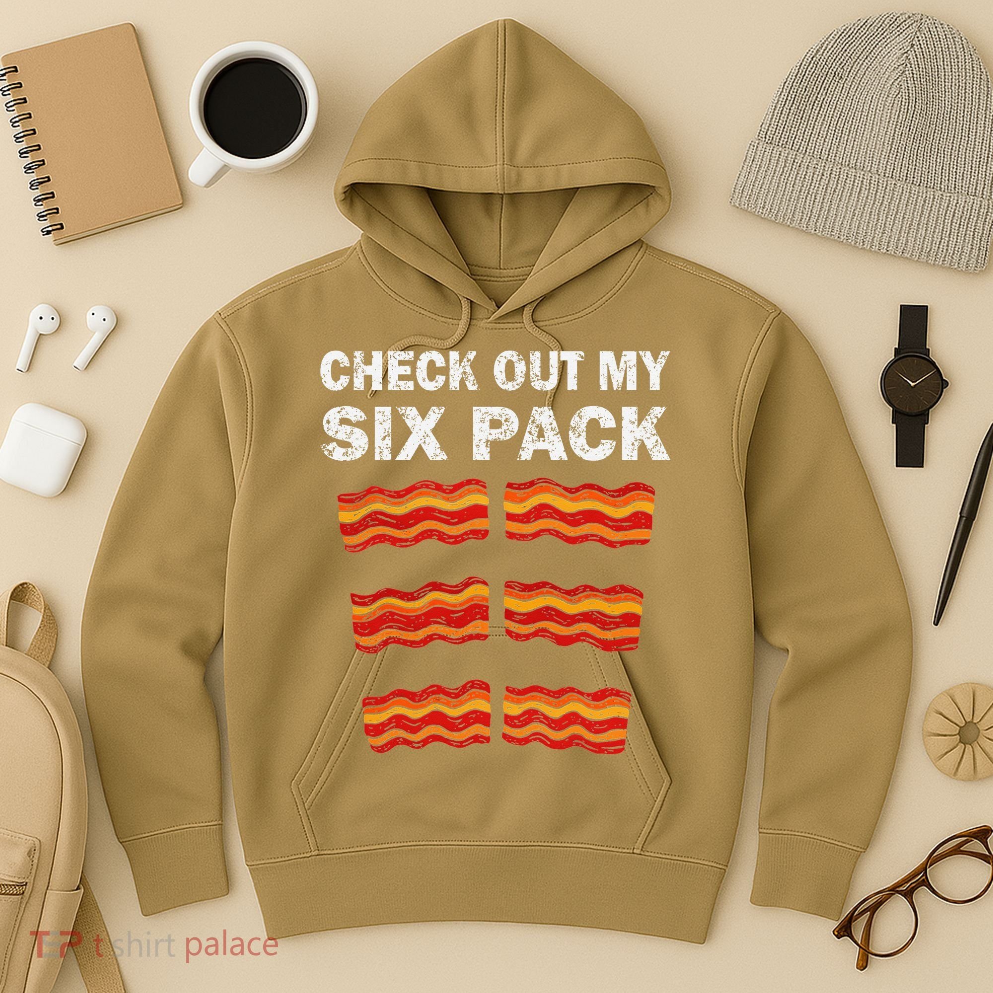 Funny Bacon BBQ Dad Grill CHECK OUT MY SIX PACK Hoodie