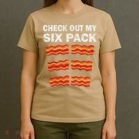 Funny Bacon BBQ Dad Grill CHECK OUT MY SIX PACK T-Shirt thumb 4