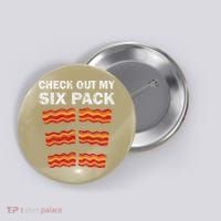 Funny Bacon BBQ Dad Grill CHECK OUT MY SIX PACK Button thumb 0