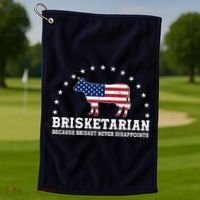 Funny Brisketarian Because Brisket Never Disappoints Golf Towel thumb 1