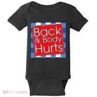 Funny Back Body Hurts Quote Workout Gym Girl Baby Bodysuit thumb 0