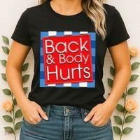 Funny Back Body Hurts Quote Workout Gym Girl Women's T-Shirt thumb 2