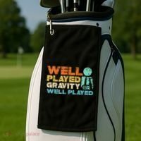 Funny Broken Bone Shoulder Elbow Well Played Gravity Golf Towel thumb 2