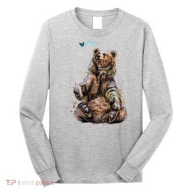Friendly Brown Bear Sitting And Waving A Paw Long Sleeve Shirt
