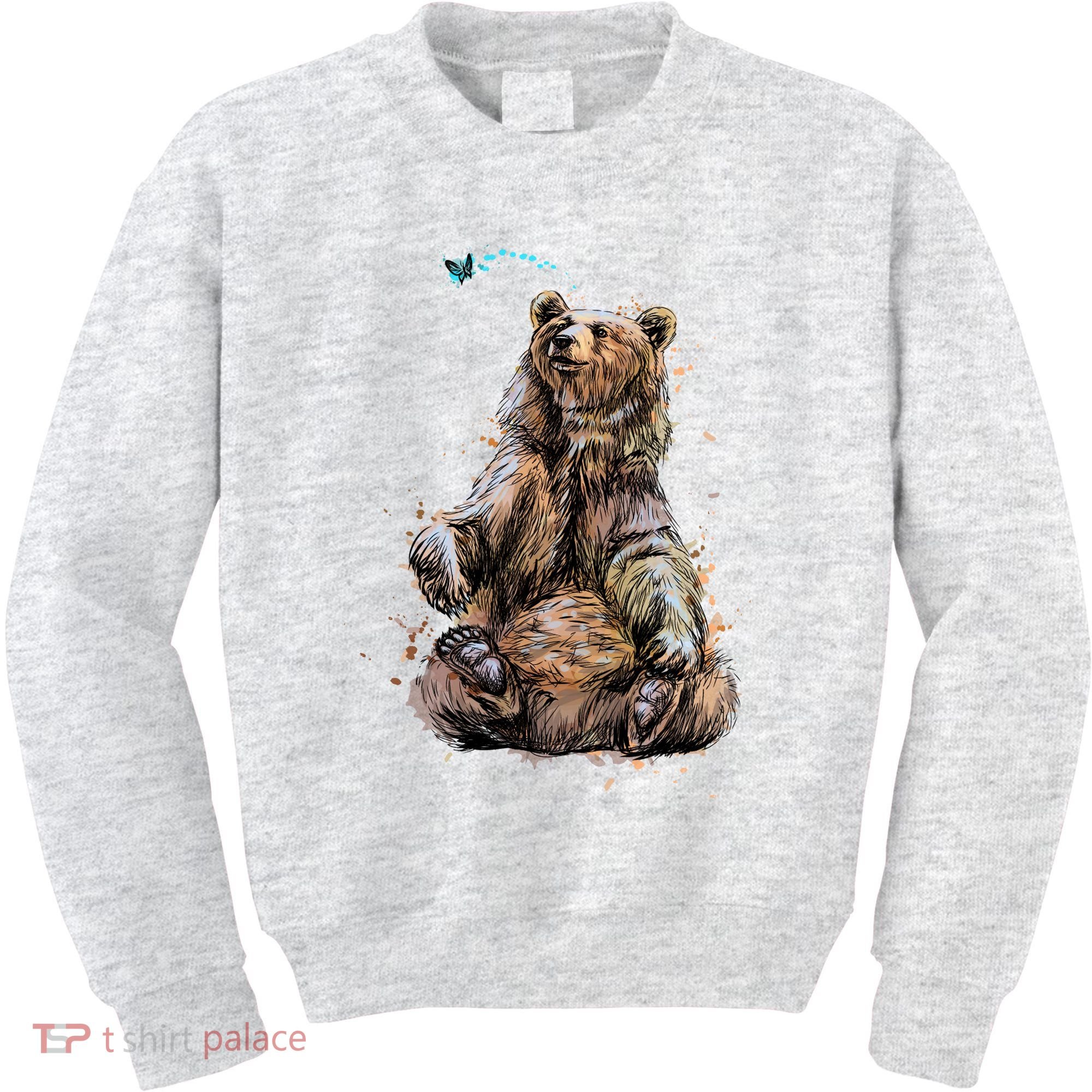 Friendly Brown Bear Sitting And Waving A Paw Kids Sweatshirt