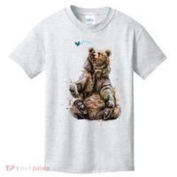 Friendly Brown Bear Sitting And Waving A Paw Kids T-Shirt thumb 0