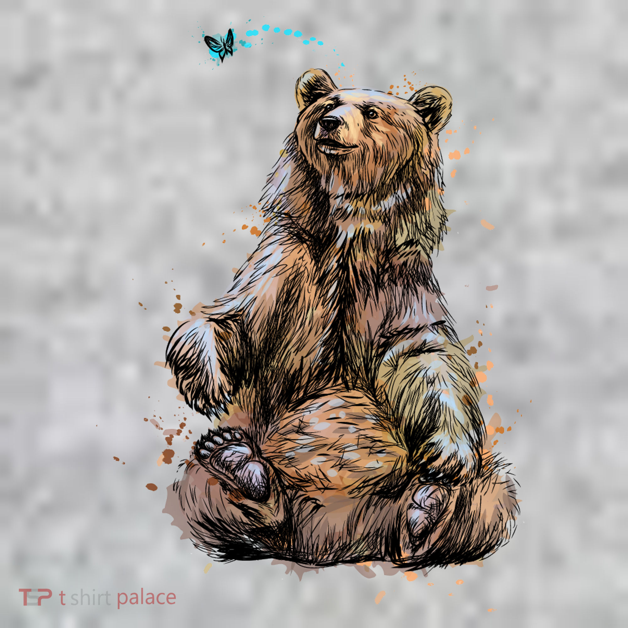Friendly Brown Bear Sitting And Waving A Paw Kids T-Shirt