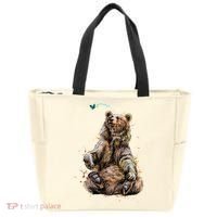 Friendly Brown Bear Sitting And Waving A Paw Tote Bag thumb 0