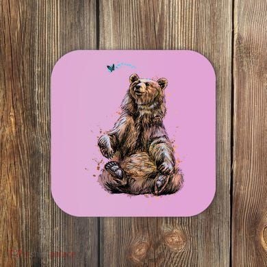 Friendly Brown Bear Sitting And Waving A Paw Coaster