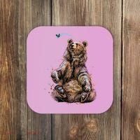 Friendly Brown Bear Sitting And Waving A Paw Coaster thumb 0