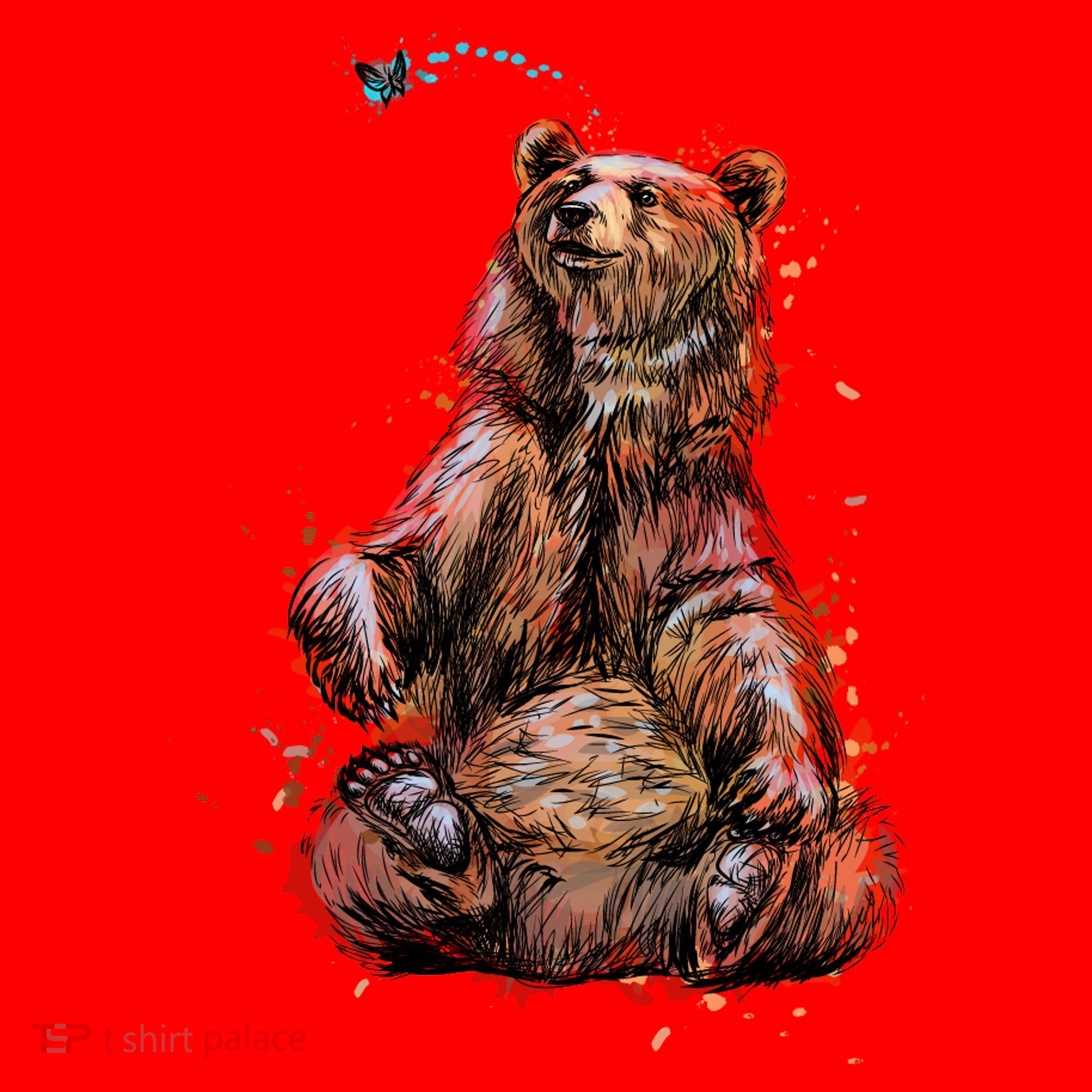 Friendly Brown Bear Sitting And Waving A Paw Santa Hat