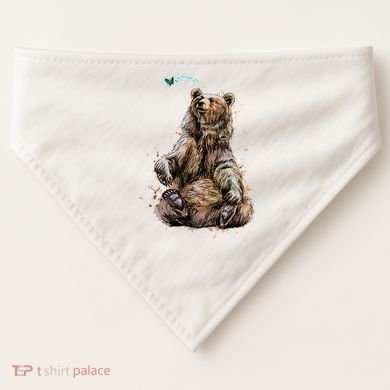 Friendly Brown Bear Sitting And Waving A Paw USA-Made Doggie Bandana