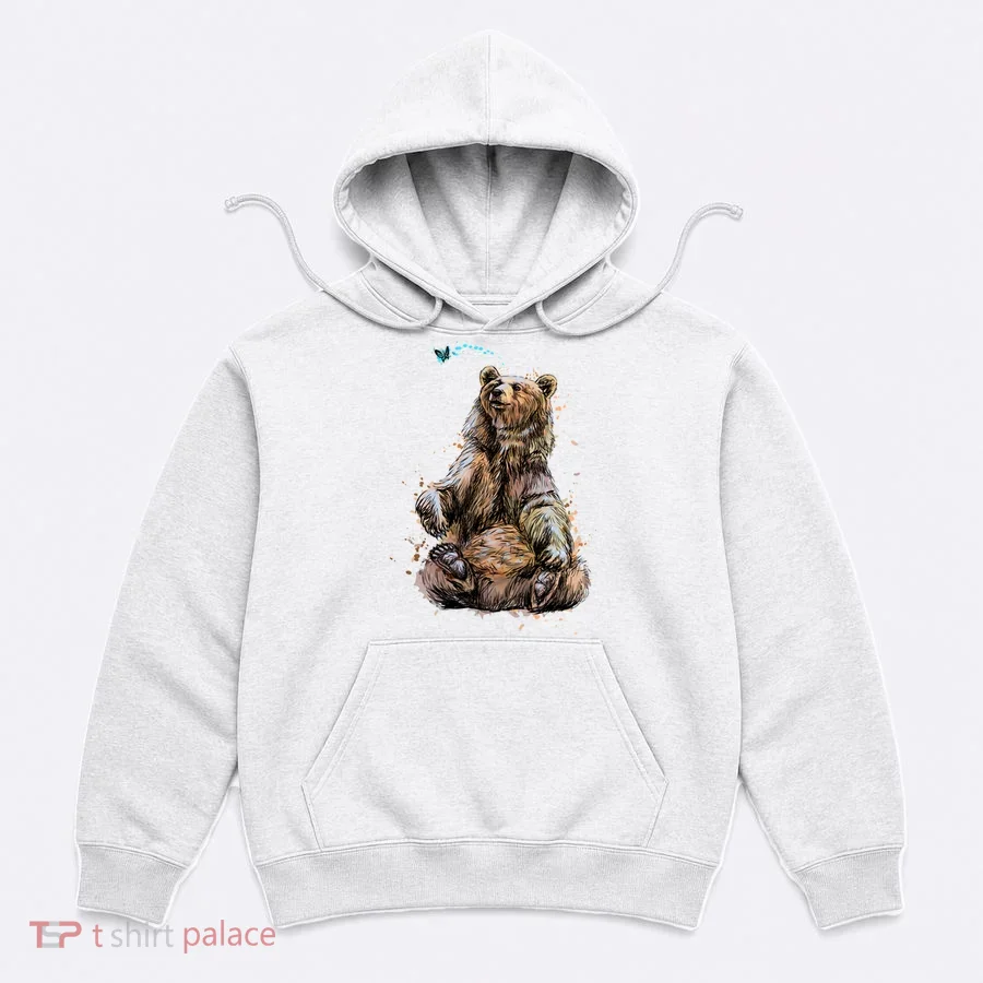 Friendly Brown Bear Sitting And Waving A Paw Hoodie