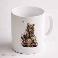 Friendly Brown Bear Sitting And Waving A Paw Coffee Mug thumb 1