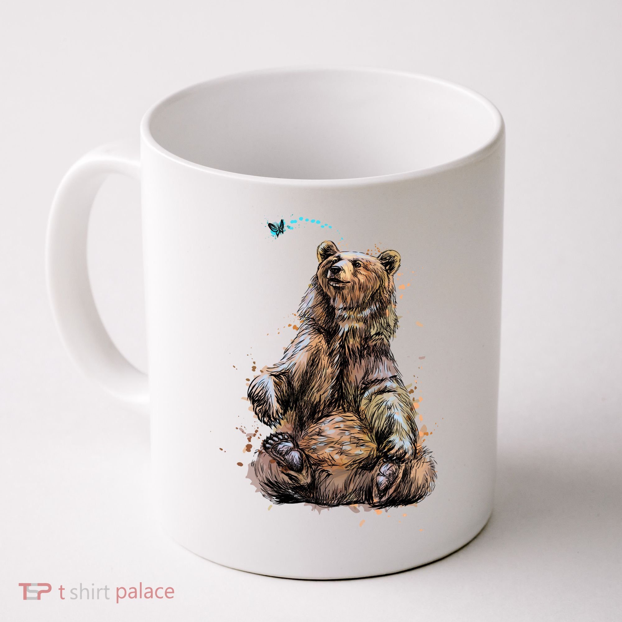 Friendly Brown Bear Sitting And Waving A Paw Coffee Mug