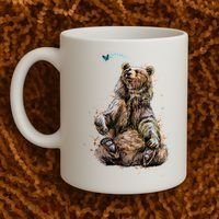 Friendly Brown Bear Sitting And Waving A Paw Coffee Mug thumb 2