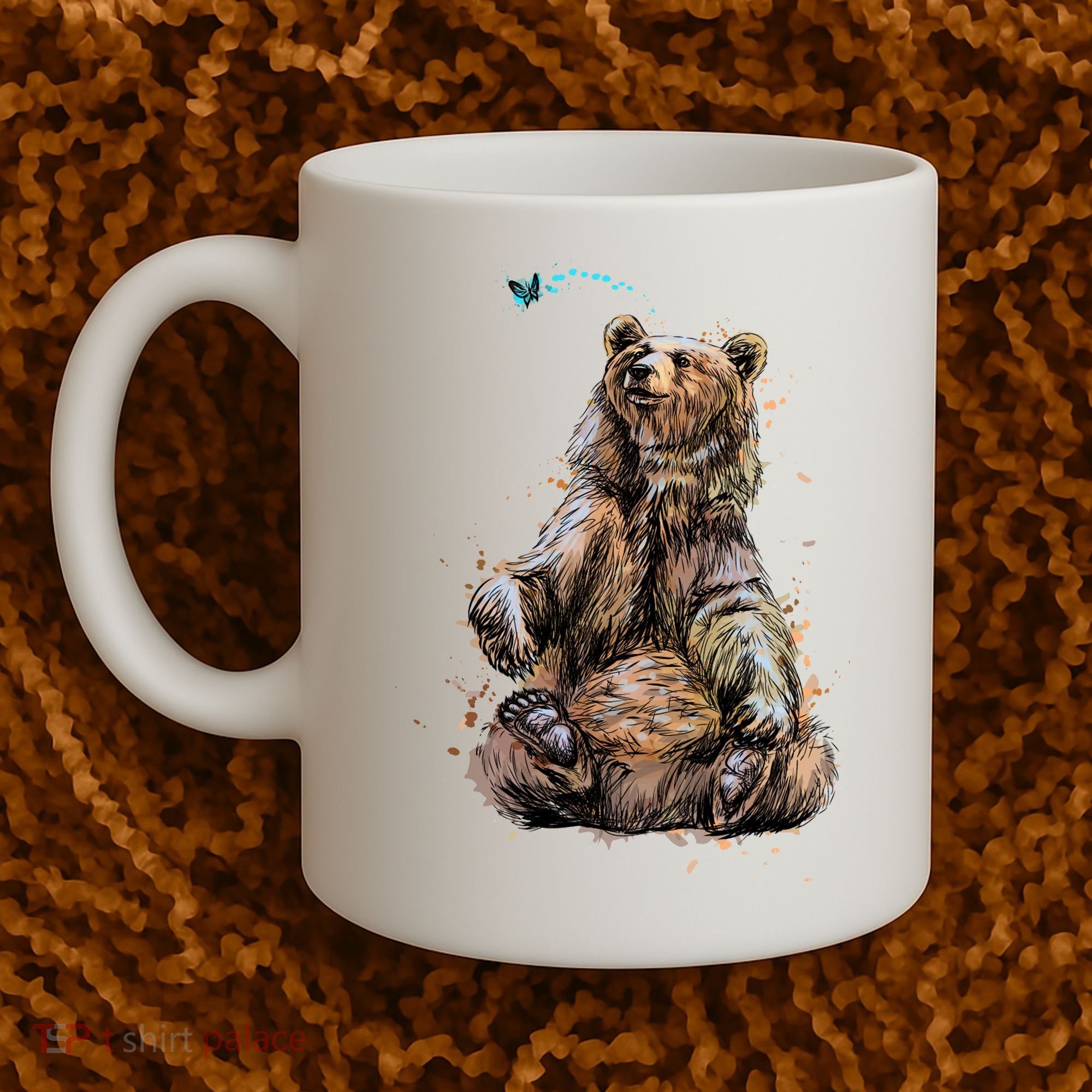 Friendly Brown Bear Sitting And Waving A Paw Coffee Mug
