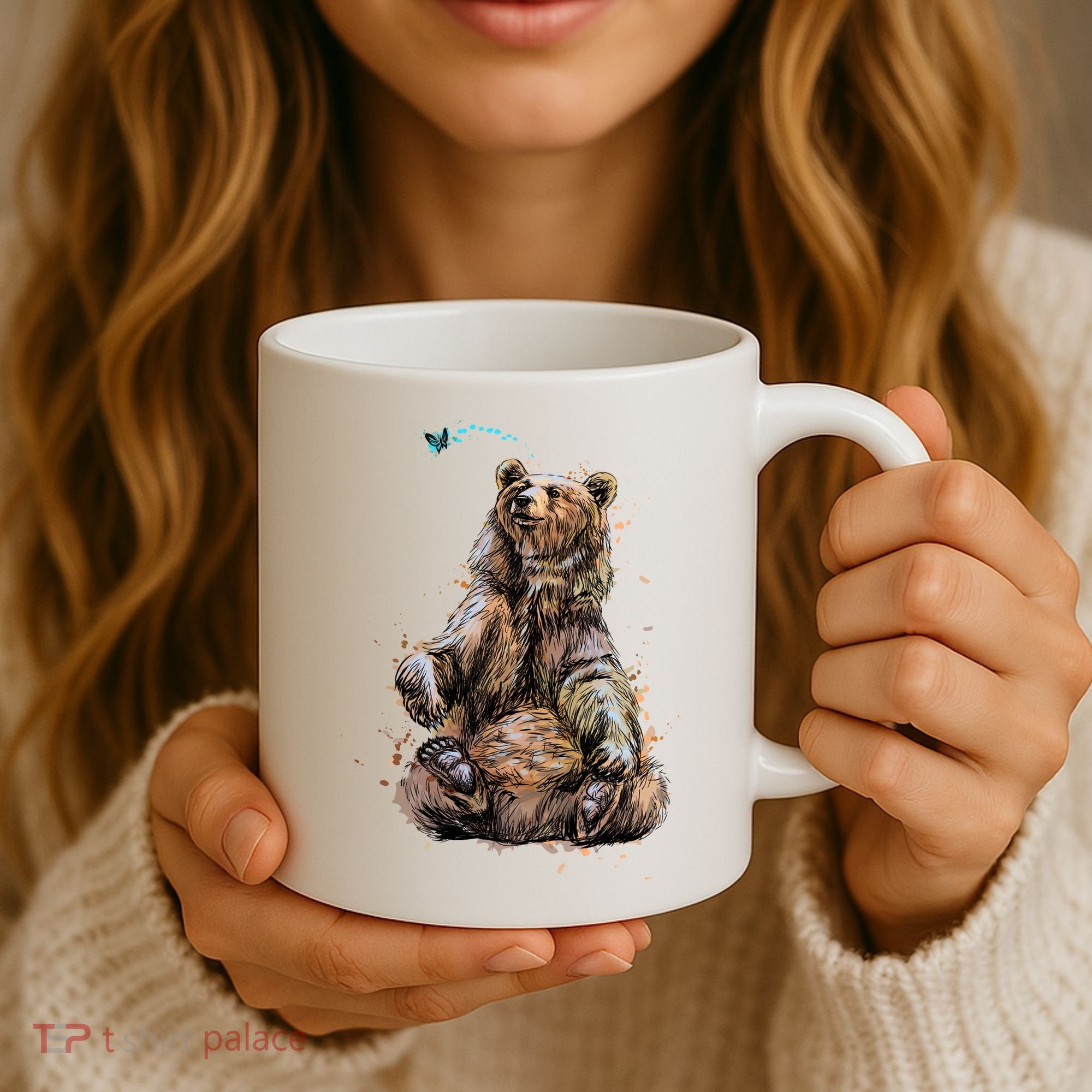 Friendly Brown Bear Sitting And Waving A Paw Coffee Mug