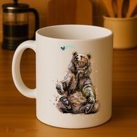 Friendly Brown Bear Sitting And Waving A Paw Coffee Mug thumb 4