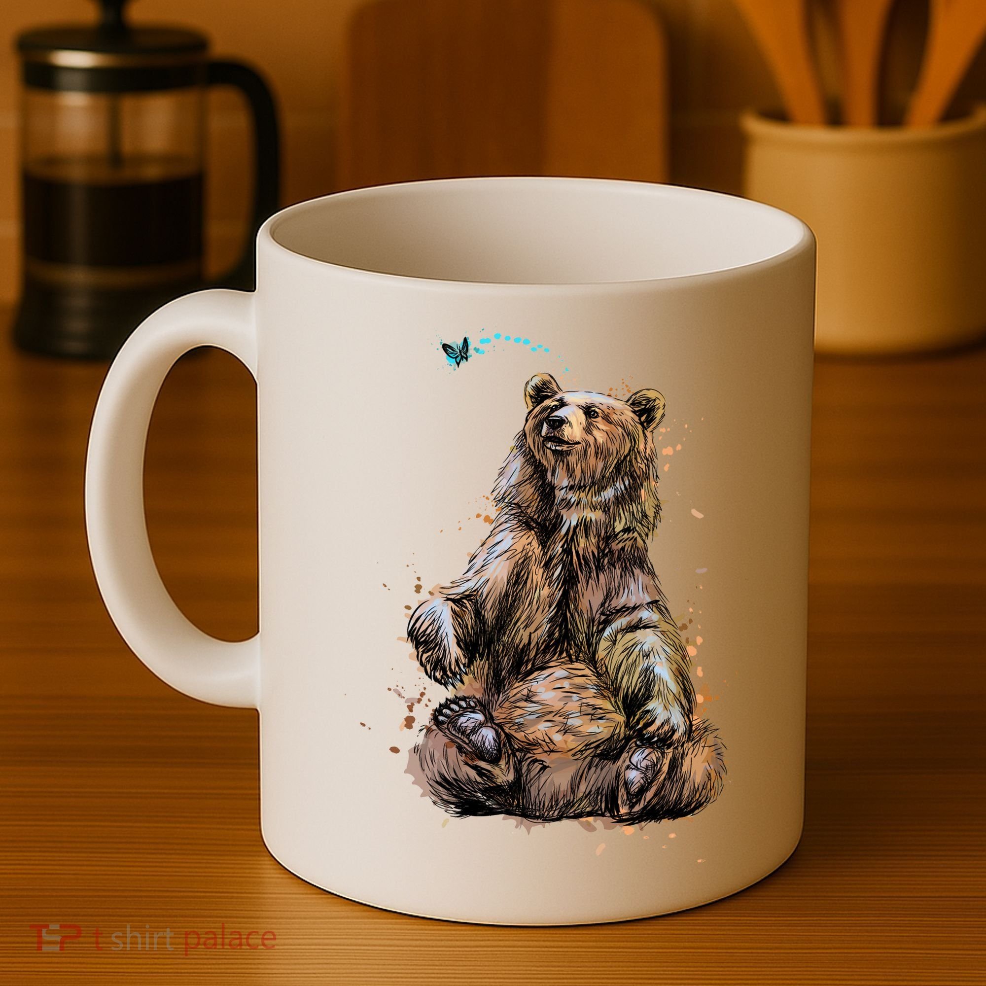 Friendly Brown Bear Sitting And Waving A Paw Coffee Mug