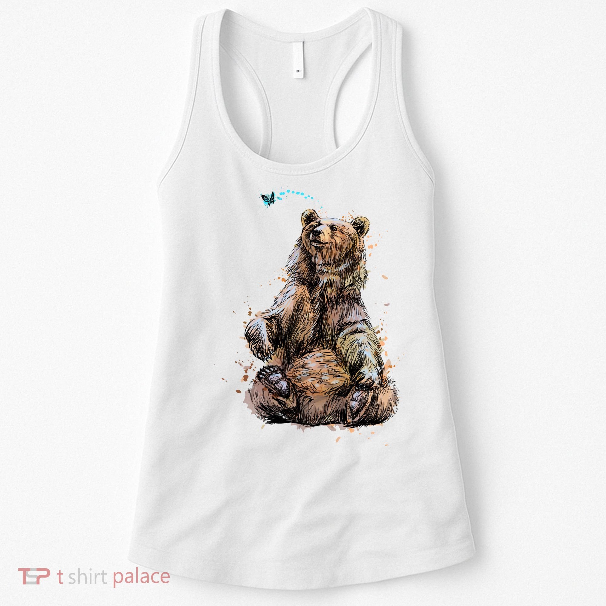 Friendly Brown Bear Sitting And Waving A Paw Women's Tank Top
