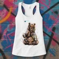 Friendly Brown Bear Sitting And Waving A Paw Women's Tank Top thumb 3