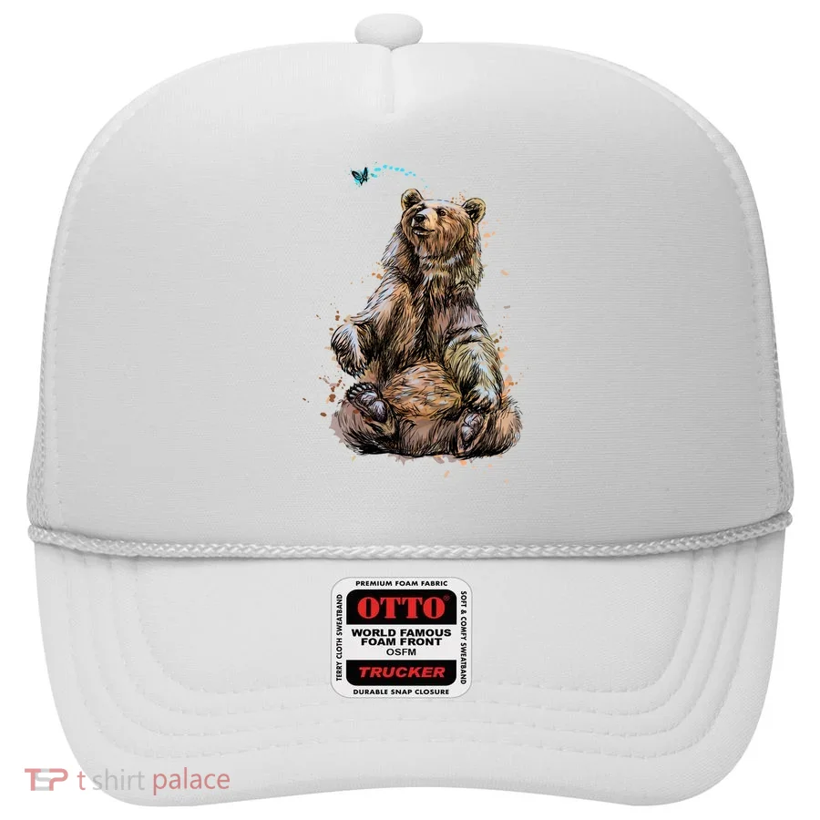 Friendly Brown Bear Sitting And Waving A Paw Hat