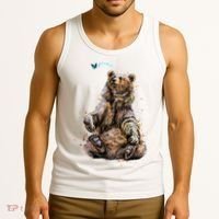 Friendly Brown Bear Sitting And Waving A Paw Tank Top thumb 3