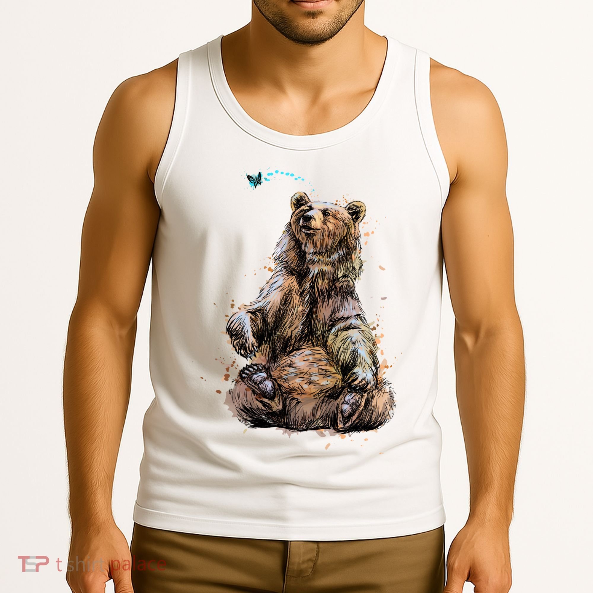 Friendly Brown Bear Sitting And Waving A Paw Tank Top