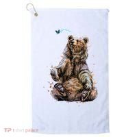 Friendly Brown Bear Sitting And Waving A Paw Golf Towel thumb 0