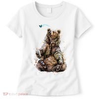 Friendly Brown Bear Sitting And Waving A Paw Women's T-Shirt thumb 0