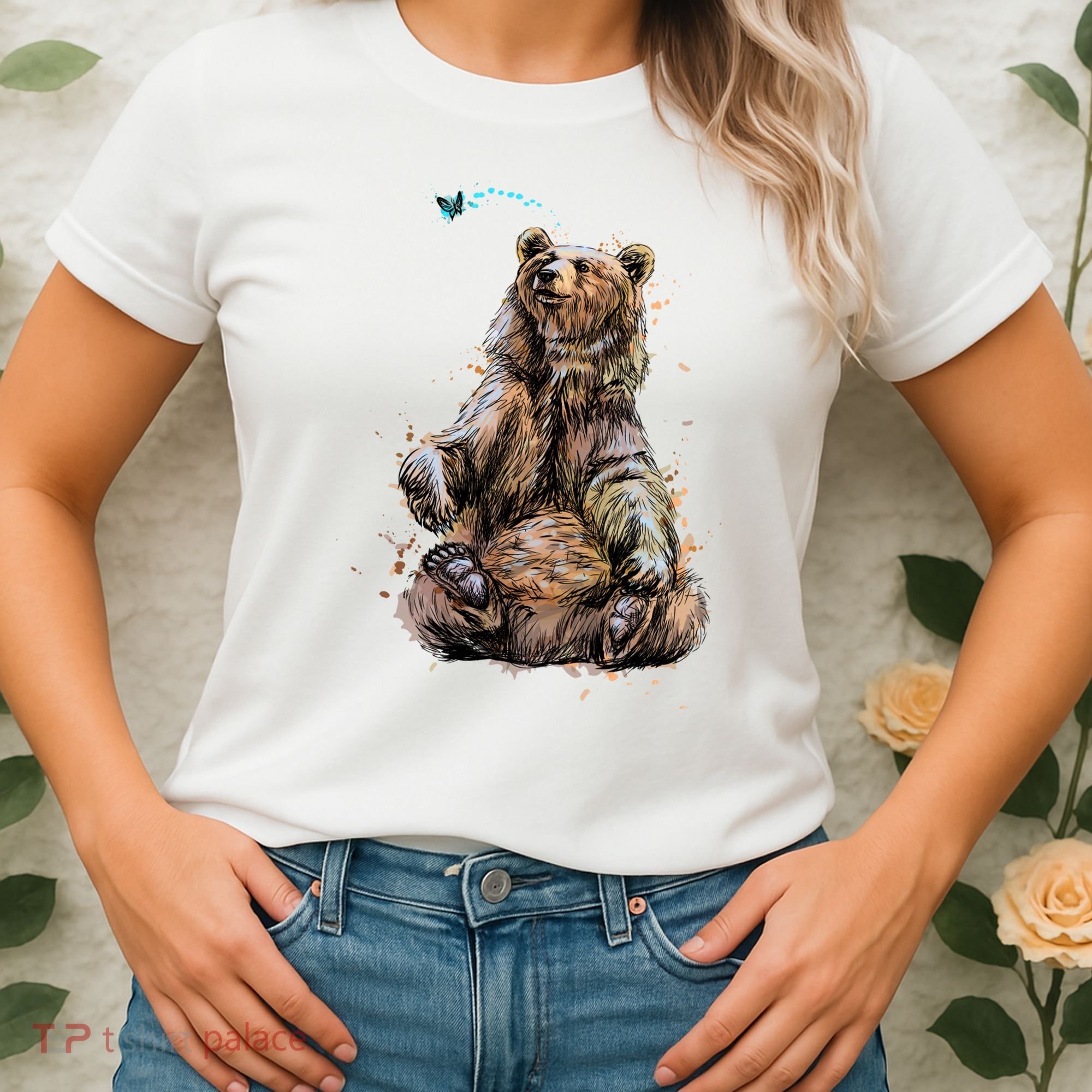 Friendly Brown Bear Sitting And Waving A Paw Women's T-Shirt