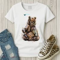 Friendly Brown Bear Sitting And Waving A Paw Women's T-Shirt thumb 3